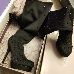 Bakers Burlesque Over The Knee Boots w/Rhinestones